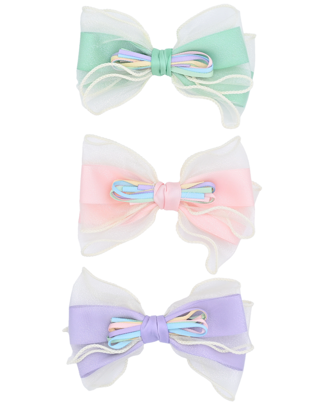 Multicolor Ribbon Bow Hairclip Set