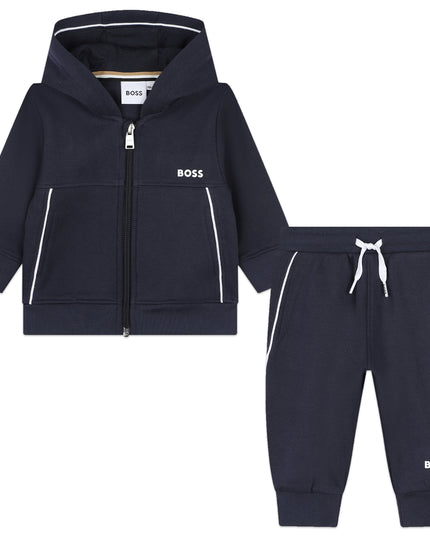 Navy Side Stripe Logo Tracksuit