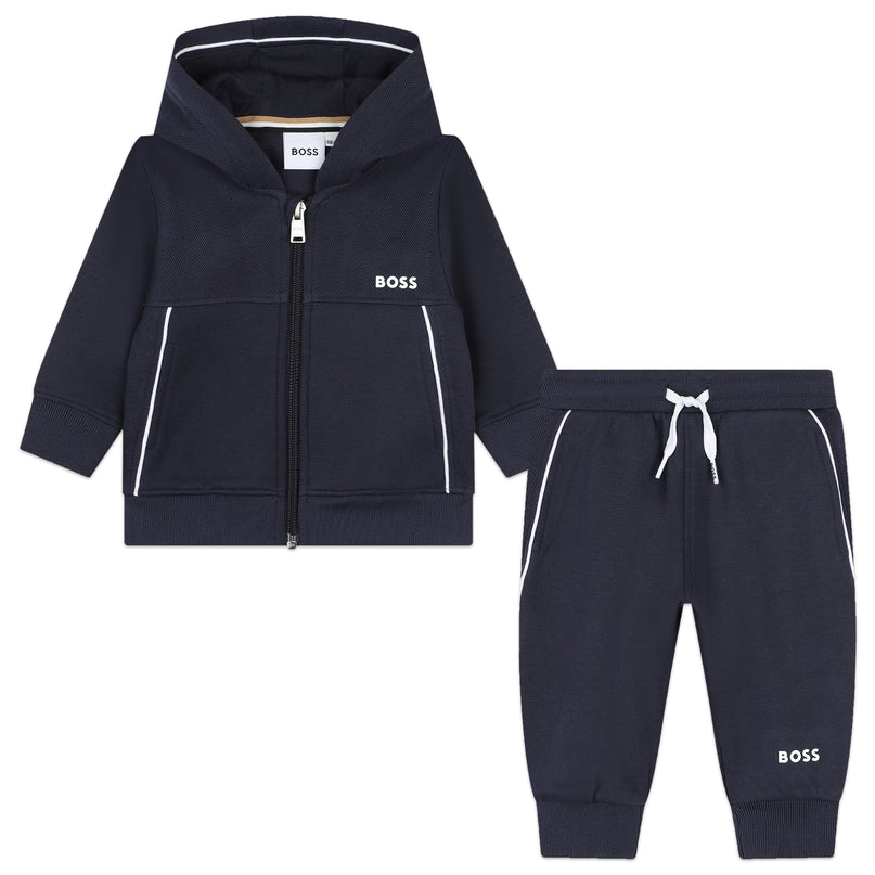 Navy Side Stripe Logo Tracksuit
