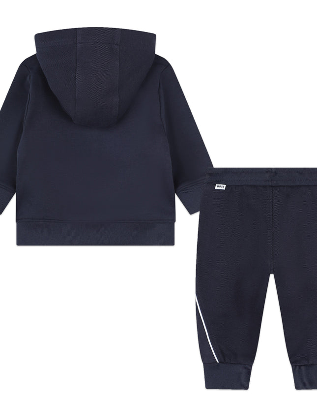 Navy Side Stripe Logo Tracksuit