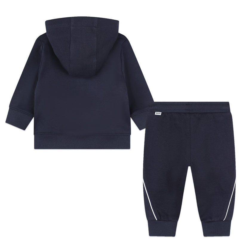 Navy Side Stripe Logo Tracksuit
