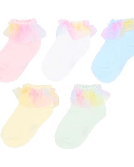 Rainbow Ruffle Cotton Socks Set