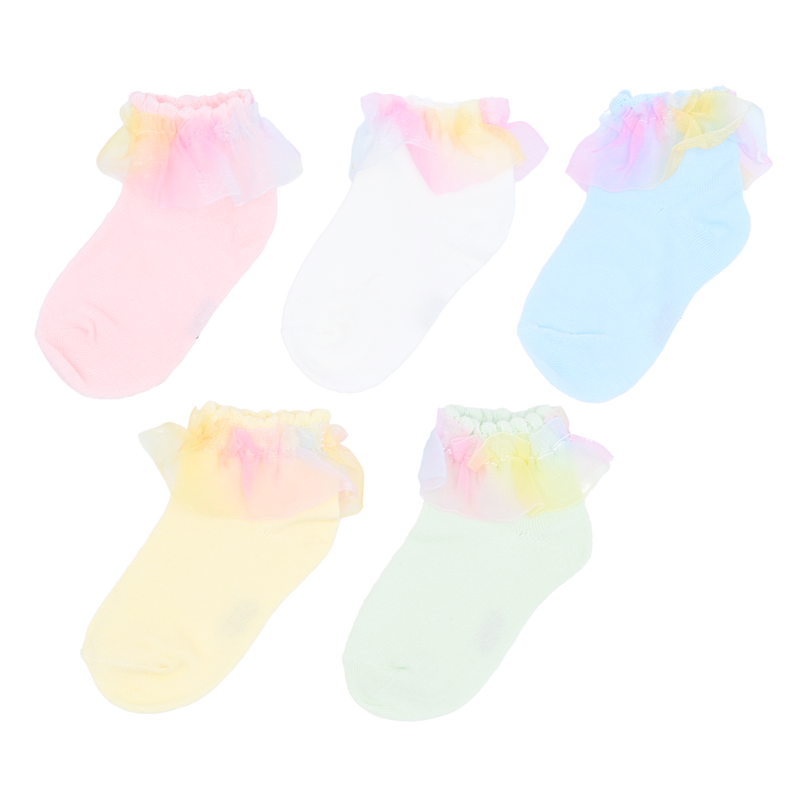 Rainbow Ruffle Cotton Socks Set