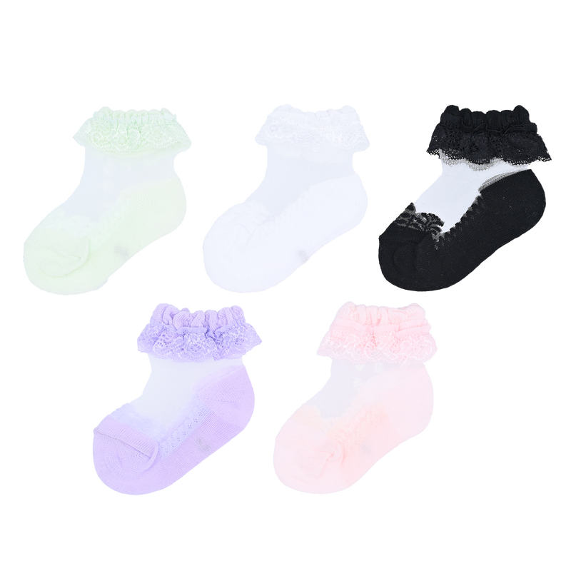 Lace Trim Veil Socks Set