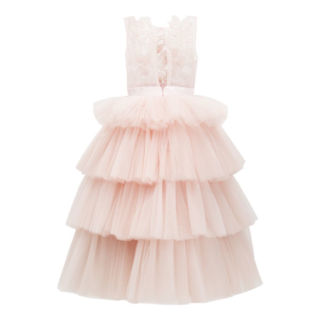 Pink Camellia Tiered Tulle Dress