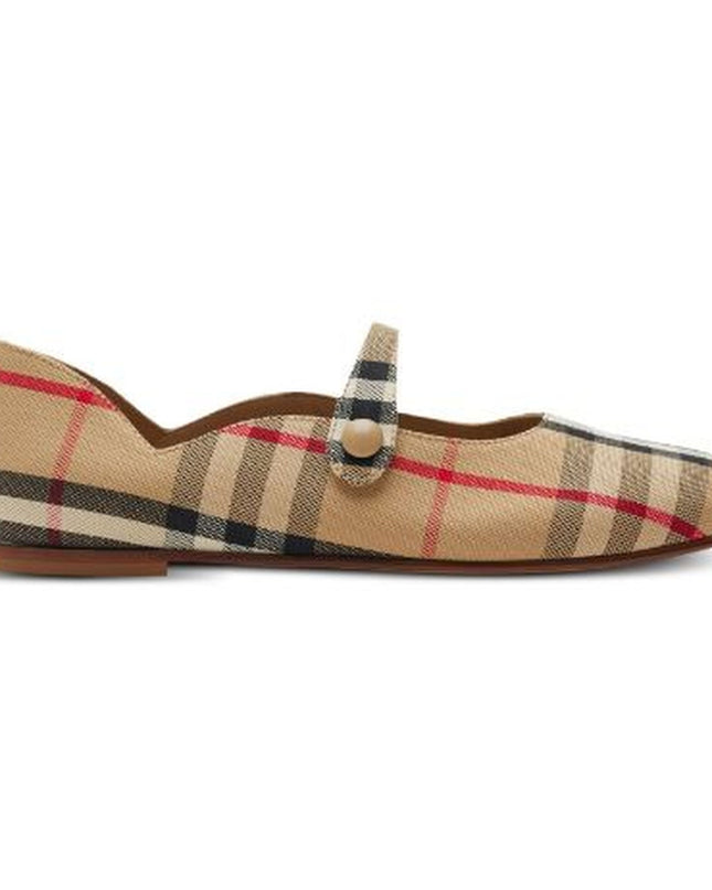 burberry-Beige Ckecked Ballet Flats-8075134-c-k1-seth-chk-131833-a7028