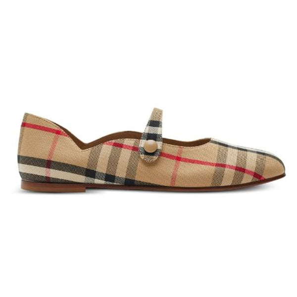 フラットシューズ BURBERRY CHECK BALLET FLATS Beige Ckecked Ballet Flats - kids atelier