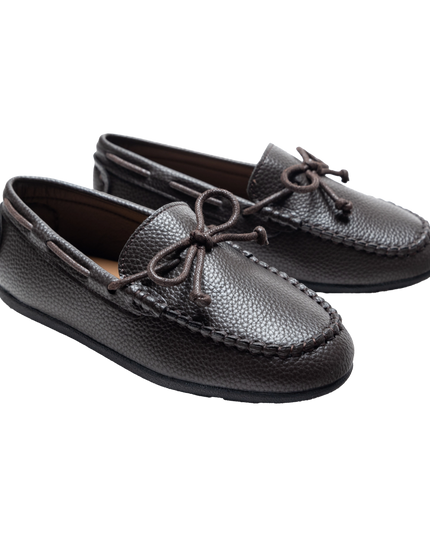 Mocha Faux Leather Laced Loafers