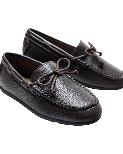 Mocha Faux Leather Laced Loafers