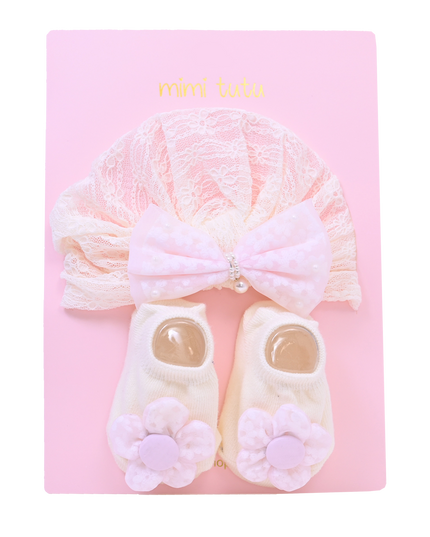 Pink Bow and Flower White Gift Set