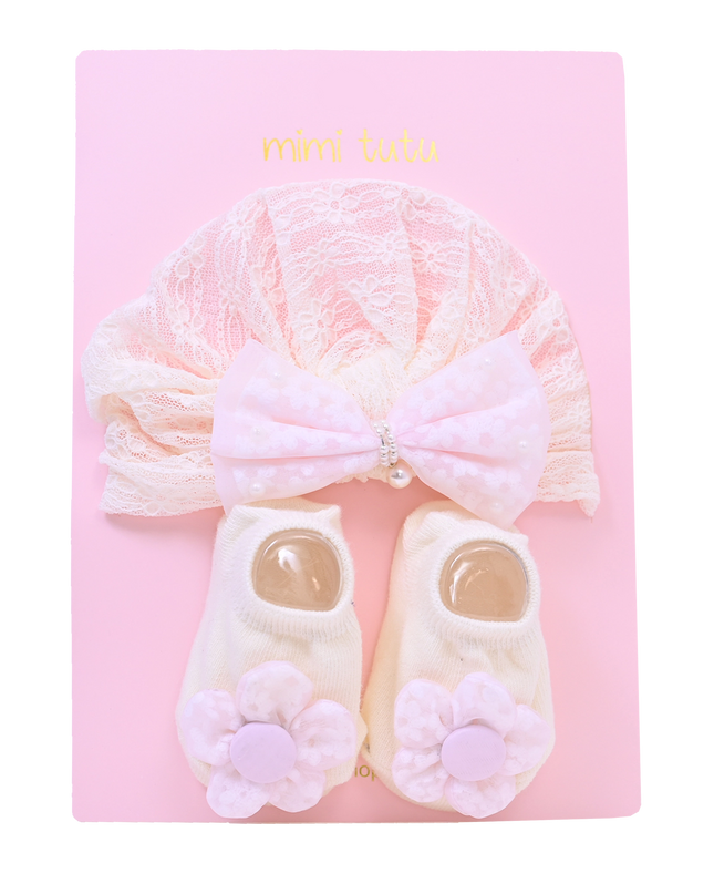 Pink Bow and Flower White Gift Set