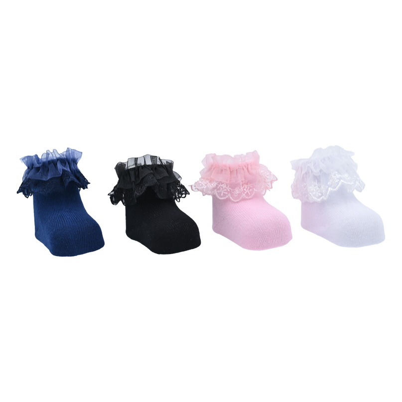 Laced Tulle Cotton Socks Set