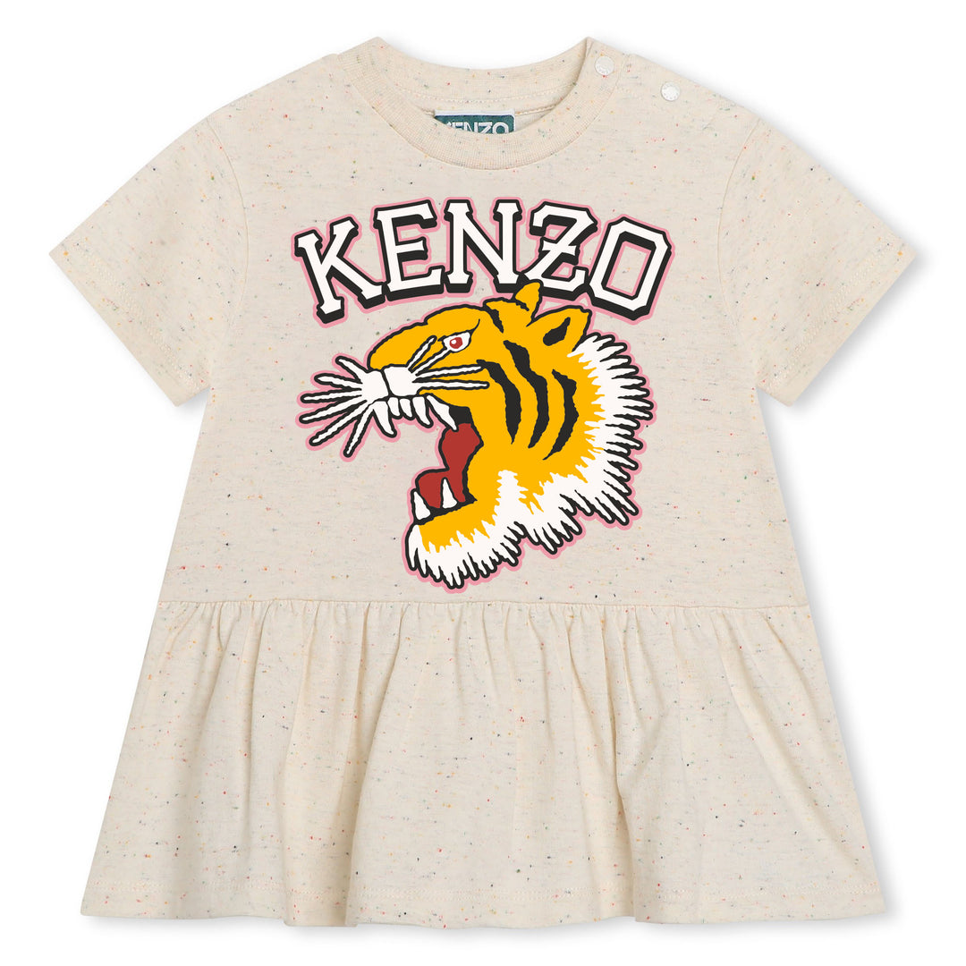 kenzo-k60110-22c-bg-Ivory Tiger Logo Dress