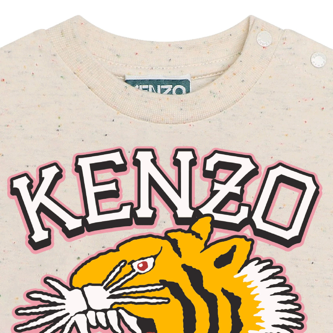 kenzo-k60110-22c-bg-Ivory Tiger Logo Dress
