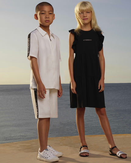 givenchy-h30115-10p-kb-White Zip Up T-Shirt