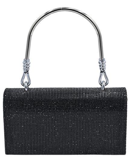 Black Rhinestone Foldover Handbag