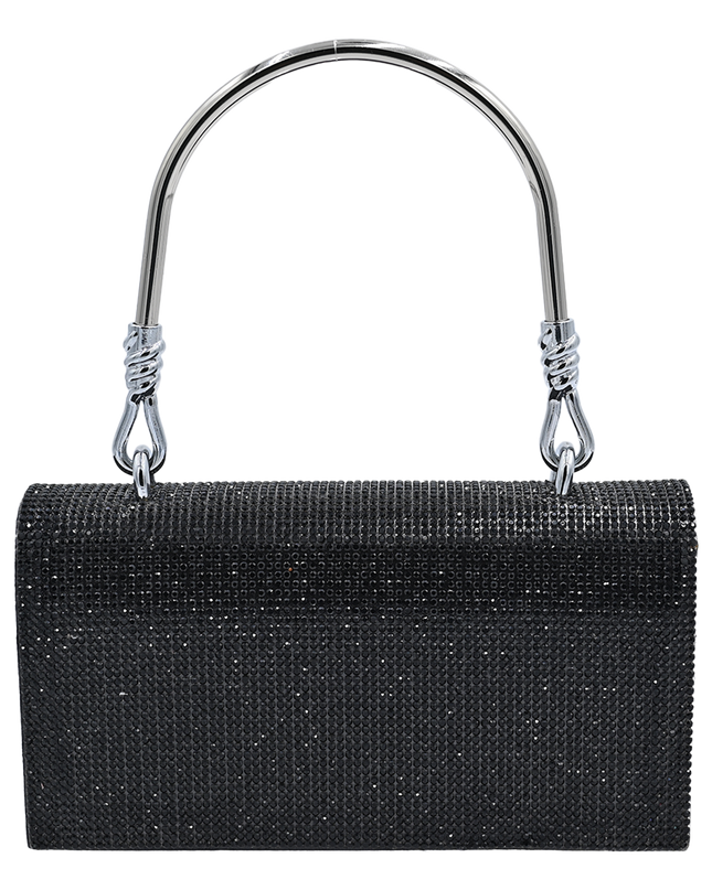 Black Rhinestone Foldover Handbag