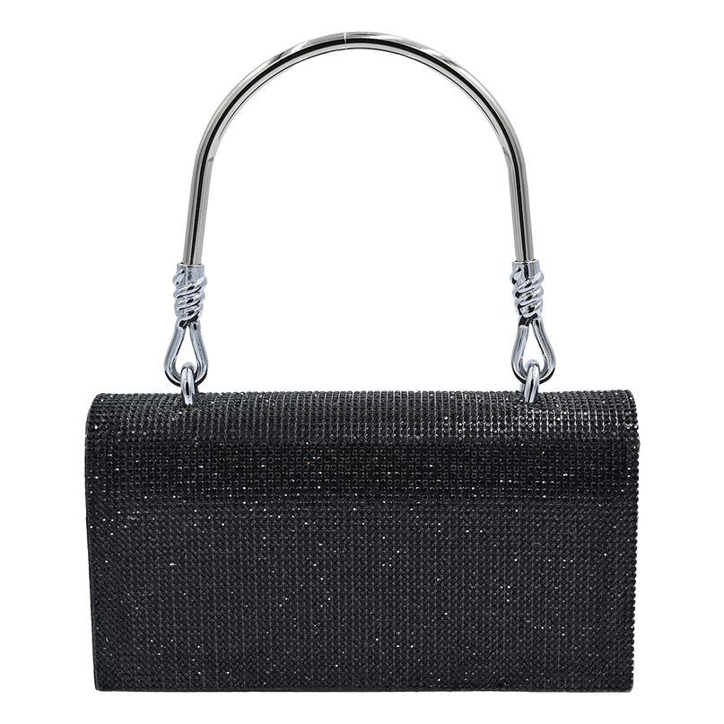 Black Rhinestone Foldover Handbag