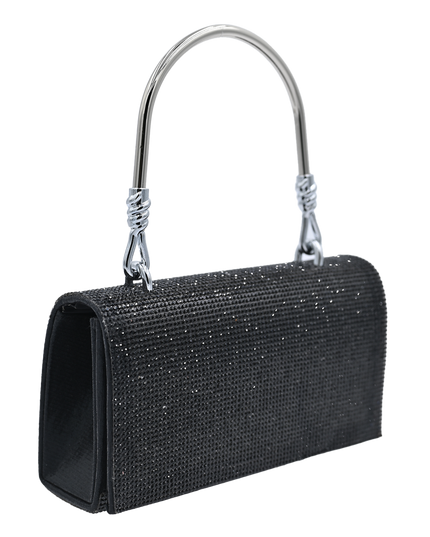 Black Rhinestone Foldover Handbag
