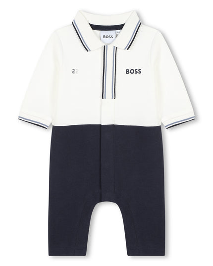 White Logo Collared Romper