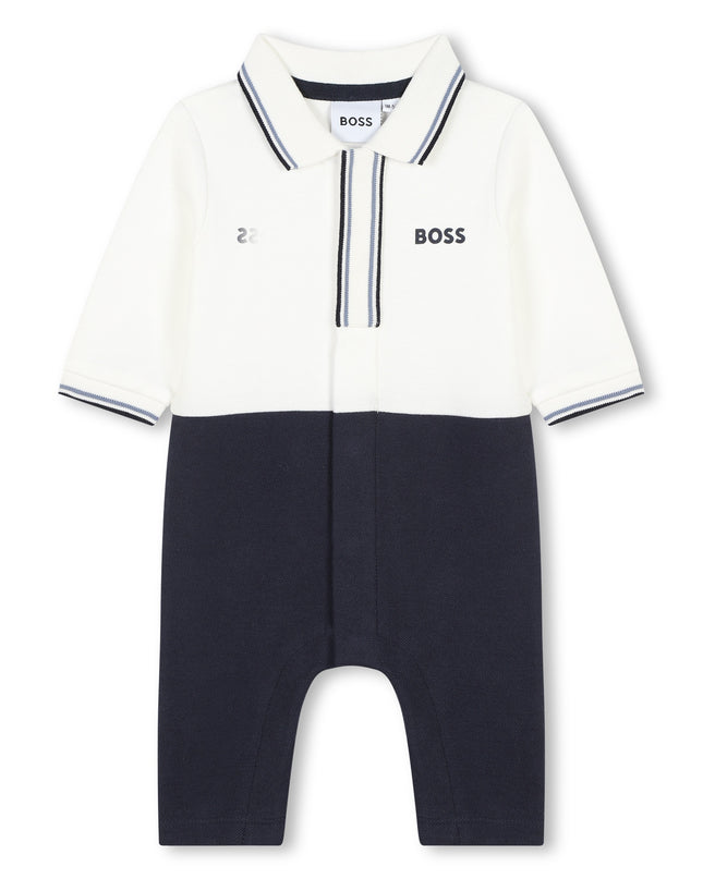 White Logo Collared Romper