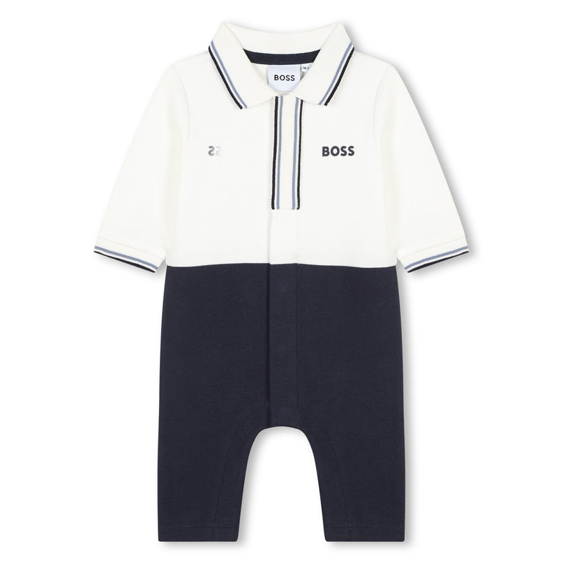 White Logo Collared Romper