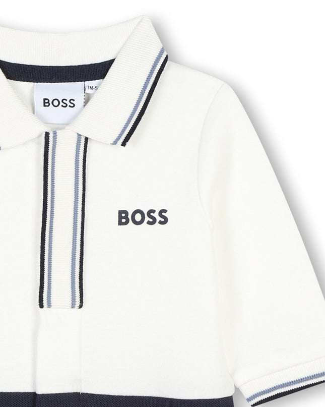 White Logo Collared Romper