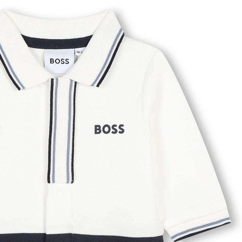 White Logo Collared Romper