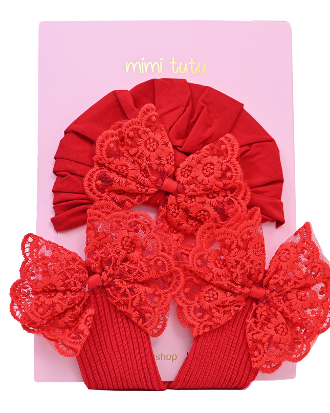 Red Lace Bow Gift Set