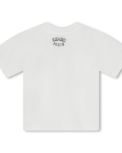 kenzo-k60100-12p-bg-Ivory Varsity Tiger Cotton T-Shirt