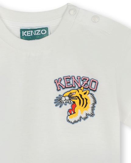kenzo-k60100-12p-bg-Ivory Varsity Tiger Cotton T-Shirt