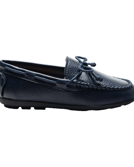 Navy Faux Leather Laced Loafers