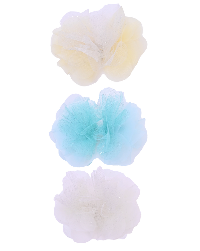 Tulle Flower Bow Hairclip Set