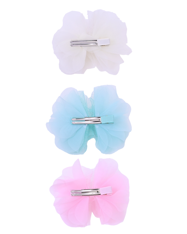 Tulle Flower Bow Hairclip Set