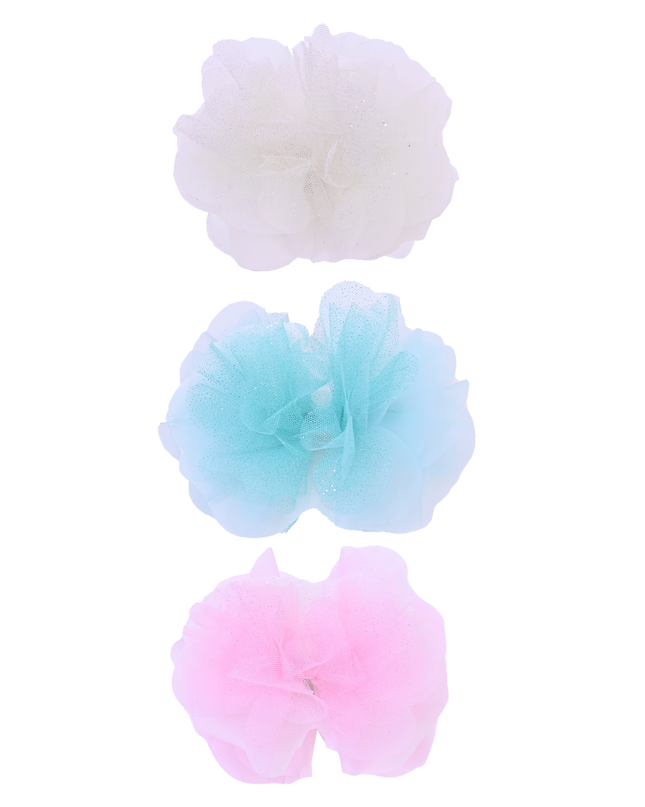 Tulle Flower Bow Hairclip Set