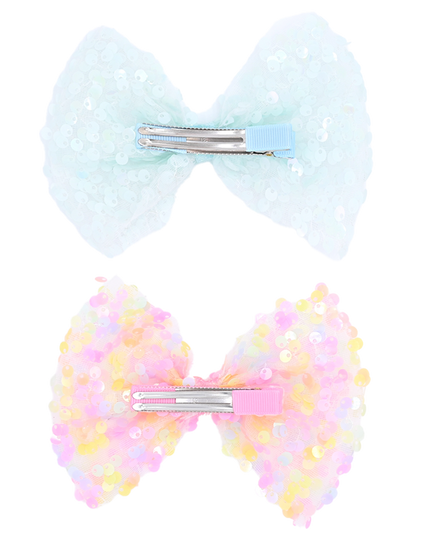 Sequin Bow Hairclip Set