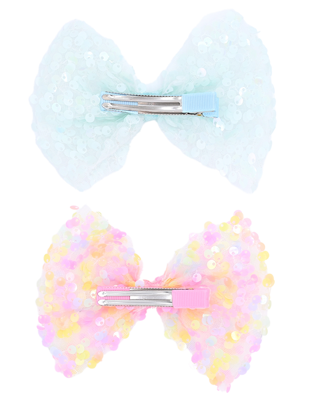 Sequin Bow Hairclip Set