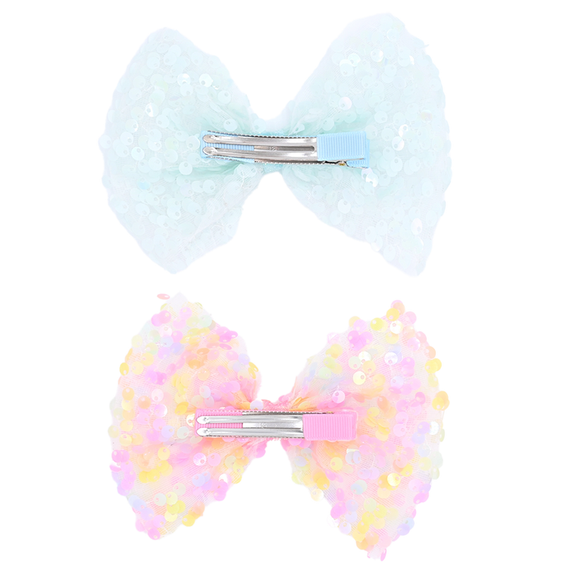 Sequin Bow Hairclip Set