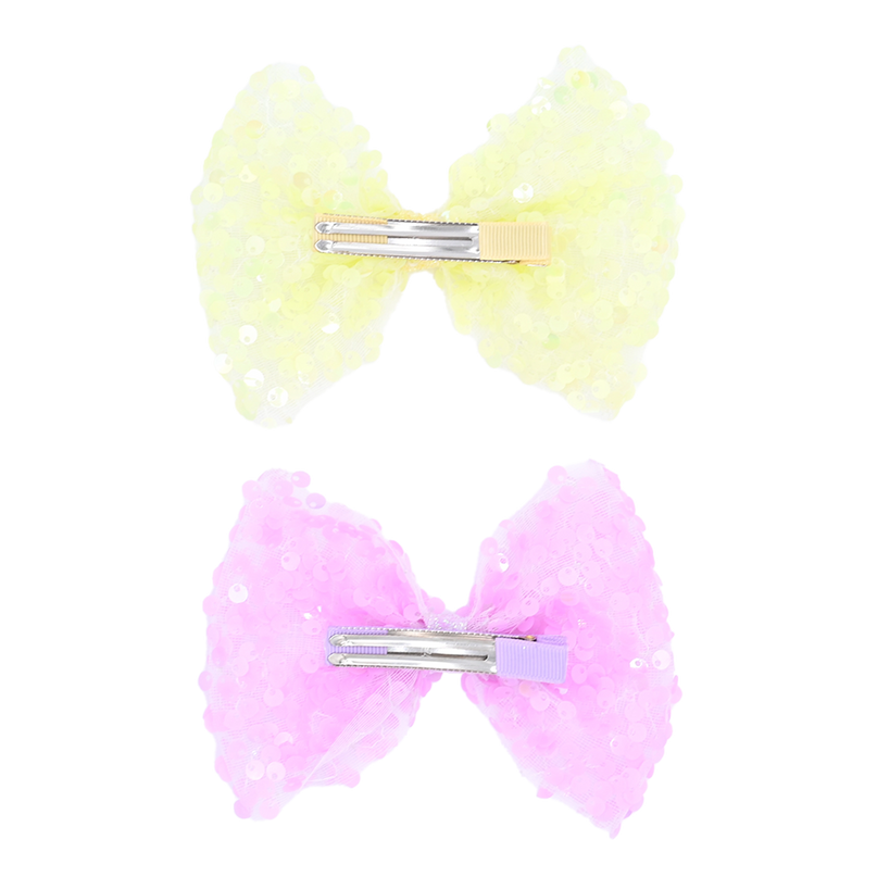 Sequin Bow Hairclip Set