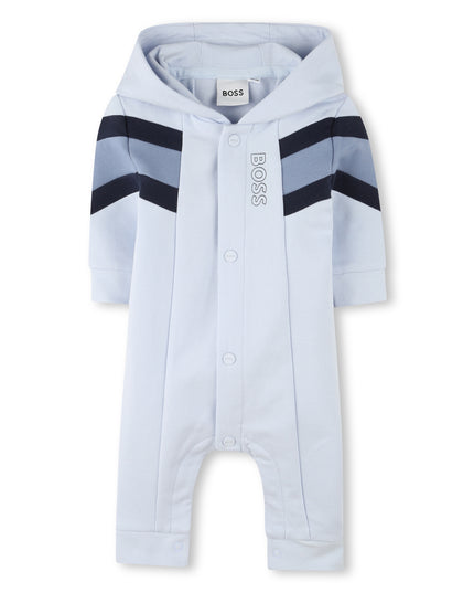 Blue Colorblock Hooded Romper