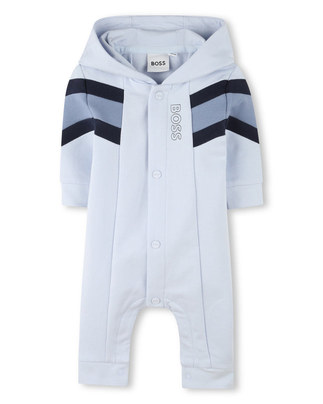 Blue Colorblock Hooded Romper