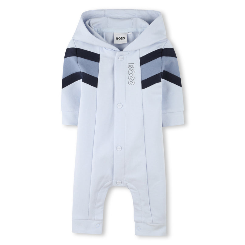 Blue Colorblock Hooded Romper