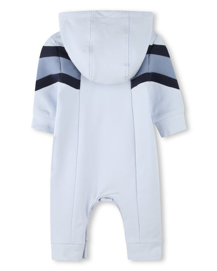 Blue Colorblock Hooded Romper