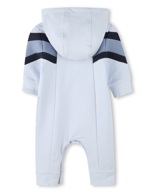 Blue Colorblock Hooded Romper