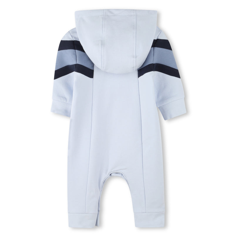 Blue Colorblock Hooded Romper
