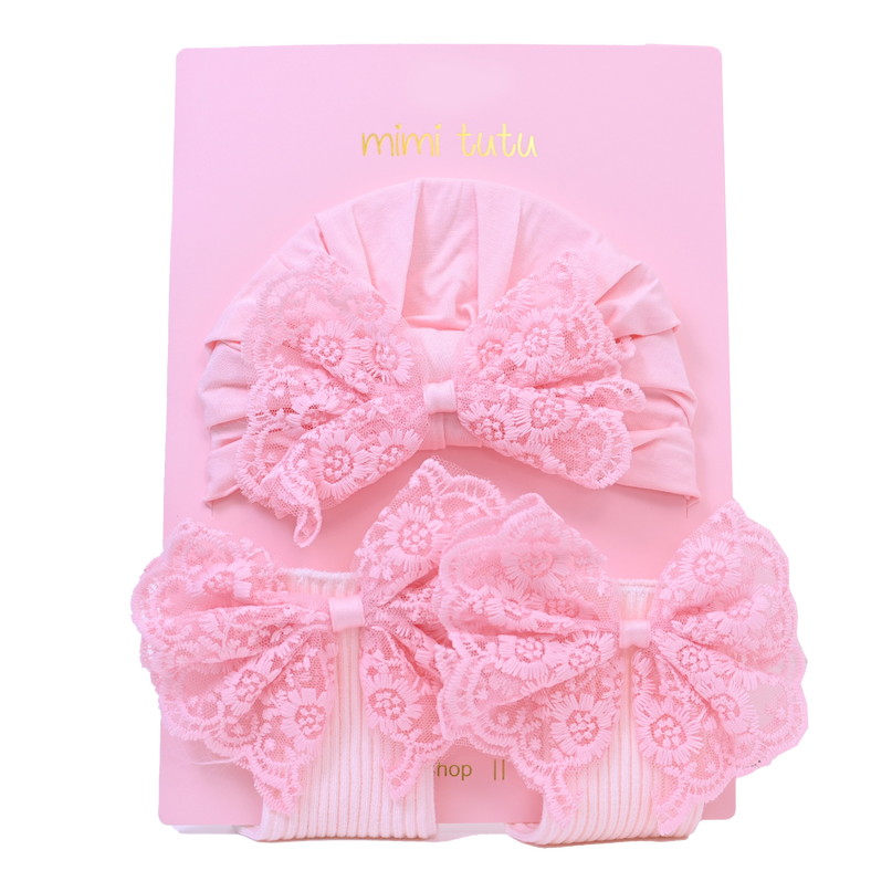 Pink Lace Bow Gift Set