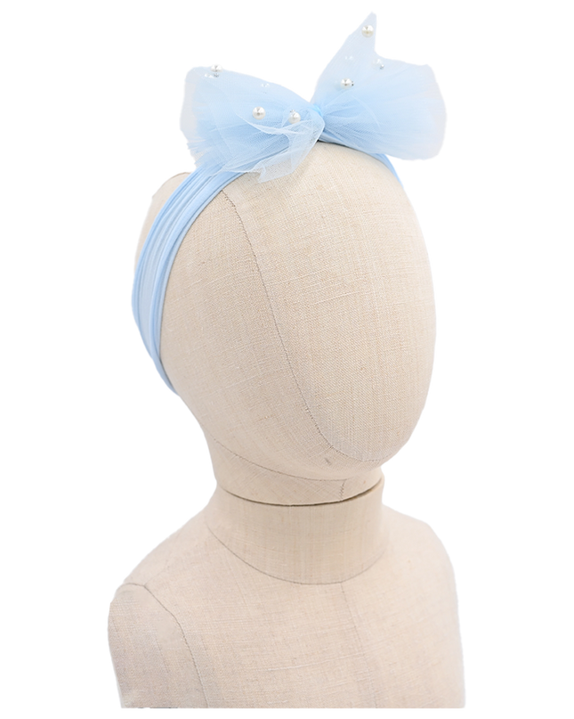 Multicolored Tulle Pearl Ribbon Headband