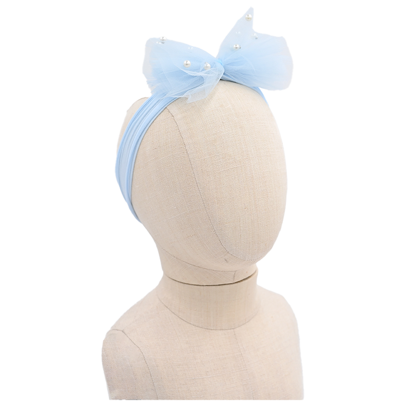Multicolored Tulle Pearl Ribbon Headband