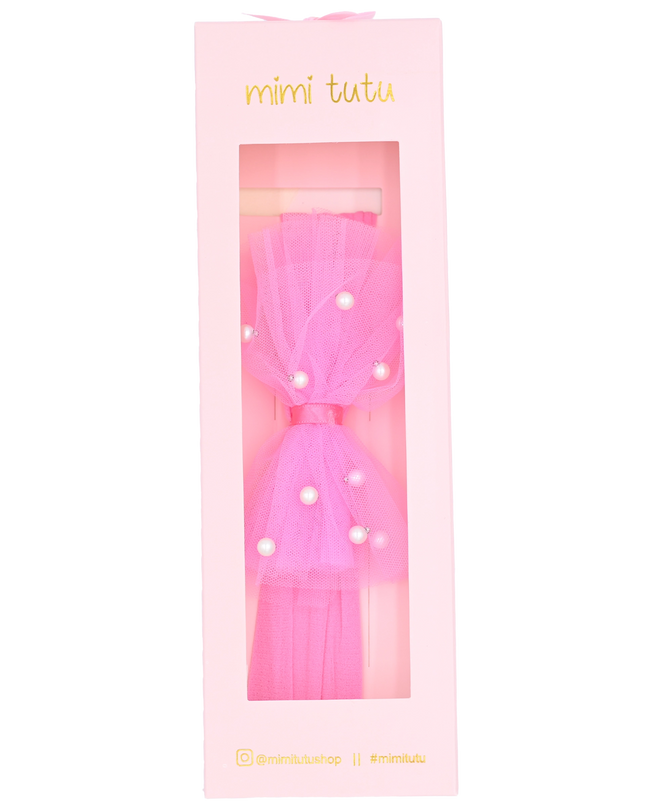 Multicolored Tulle Pearl Ribbon Headband
