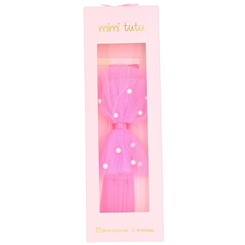Multicolored Tulle Pearl Ribbon Headband